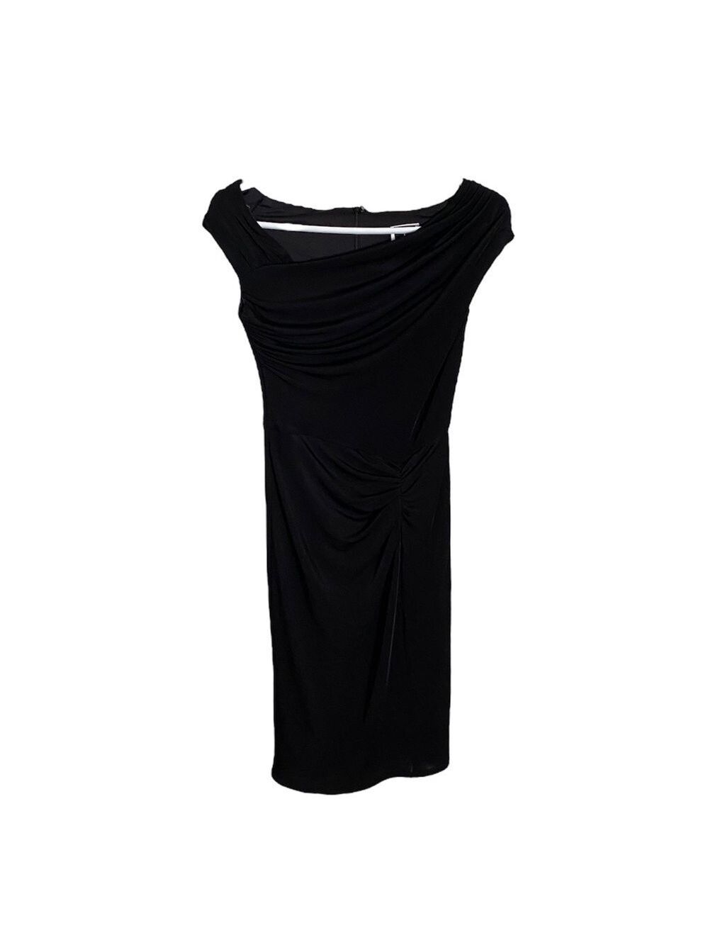 Tadashi Black Faux Wrap Dress Small Asymmetric